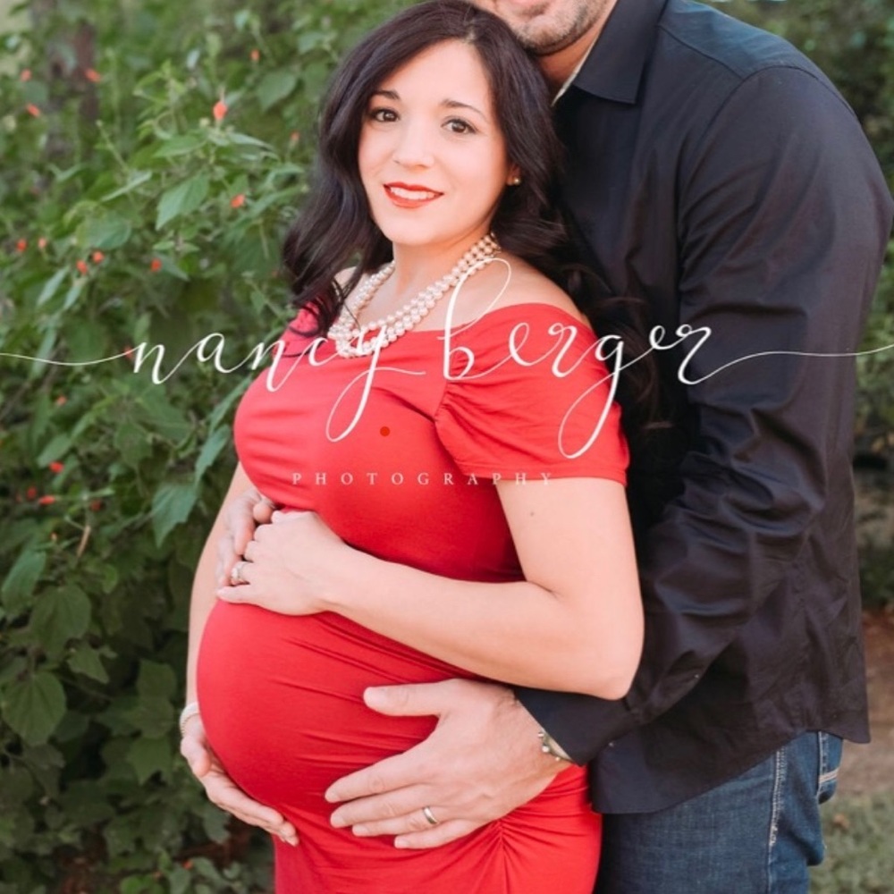Red maternity dress